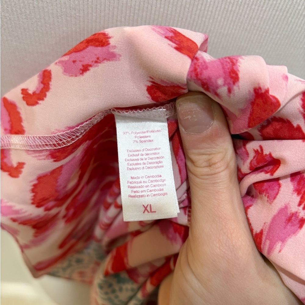 Oscar De La Renta Pink & Red Printed V-Neck Women’s Intimates Sleepwear XL - Picture 7 of 7